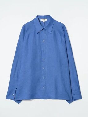 COS Relaxed Blue Long-Sleeve Button-Down Shirt